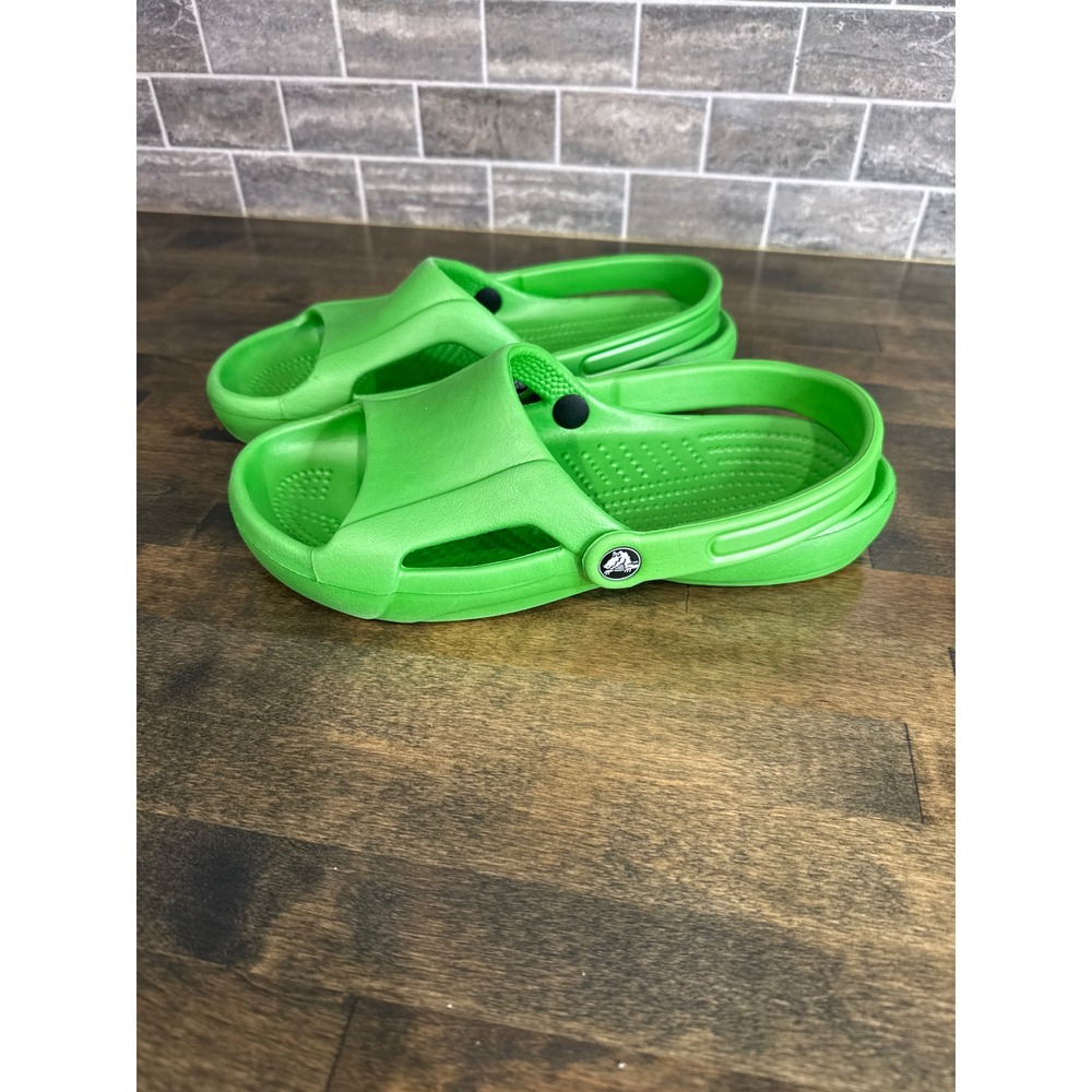 Crocs Athens Slide Sandals Neon Green Women Size 9 Heel Strap Open Toe Comfort